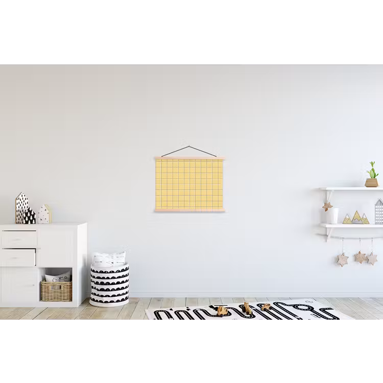 Patroon - Tegels - Geel textielposter latten blank klein 122 -kinderkamer