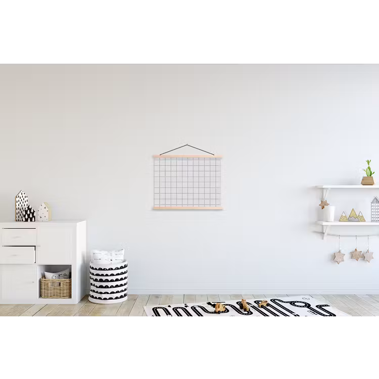 Patroon - Tegels - Grijs - Wit textielposter latten blank klein 122 -kinderkamer
