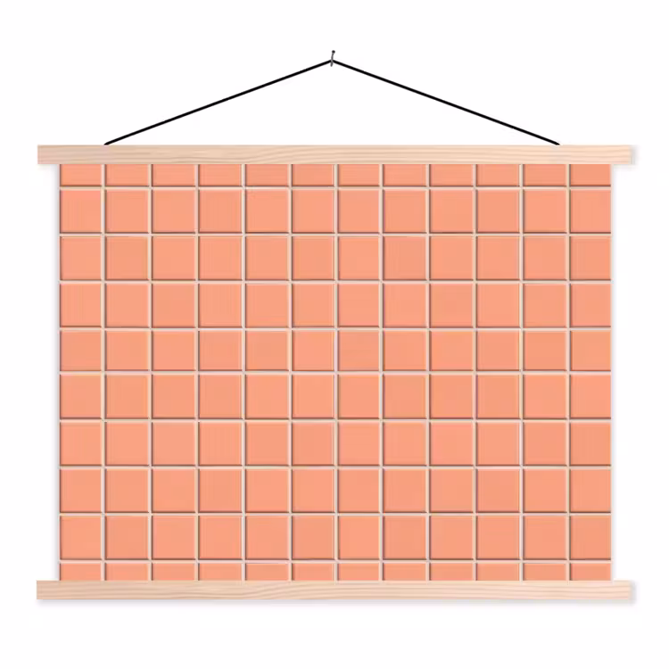 Patroon - Tegels - Perzik textielposter latten blank klein 122 -3d