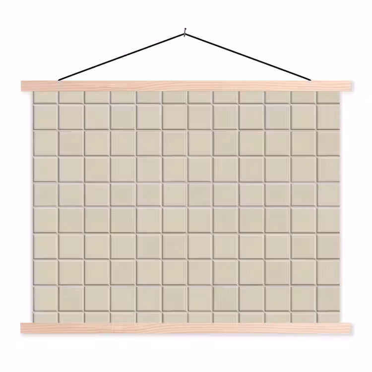 Patroon - Tegels - Taupe textielposter latten blank klein 122 -3d