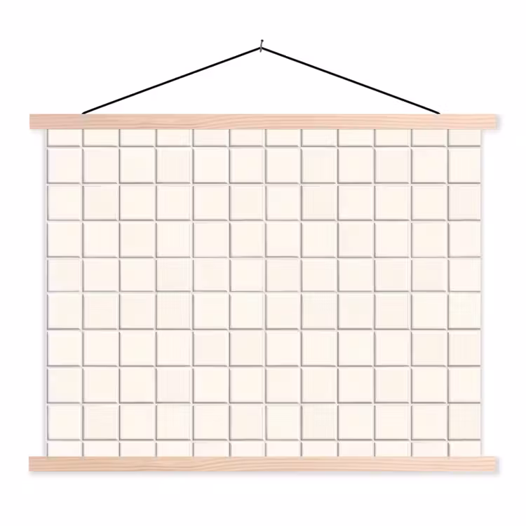 Patroon - Tegels - Wit textielposter latten blank klein 122 -3d