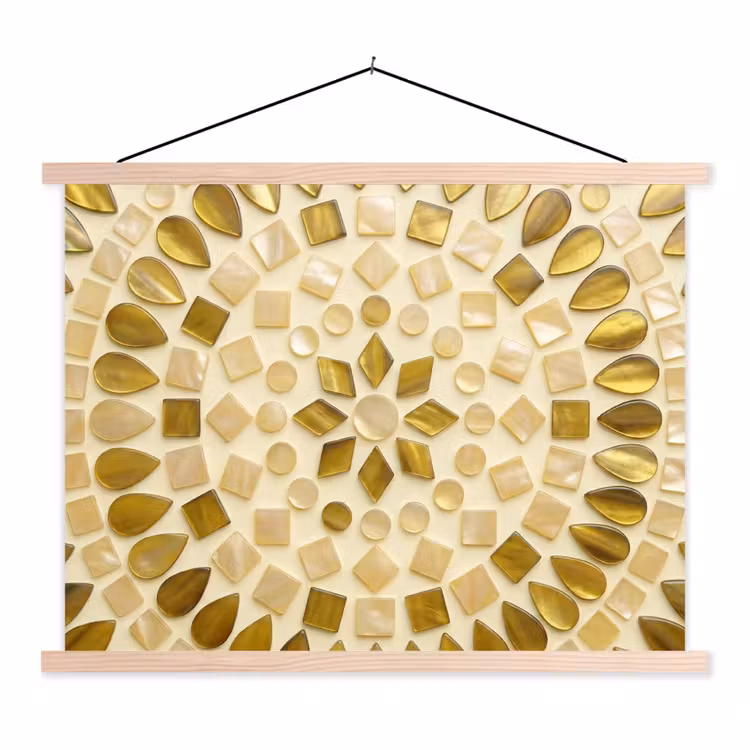 Patroon - Vormen - Mozaïek - Abstract - Goud textielposter latten blank klein -3d