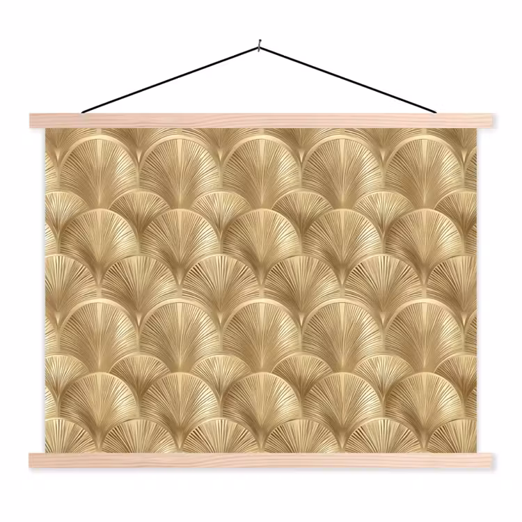 Patroon - Waaier - Goud textielposter latten blank klein 122 -3d