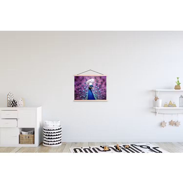 Pauw - Koksmuts - Cool - Paars textielposter latten blank klein -kinderkamer