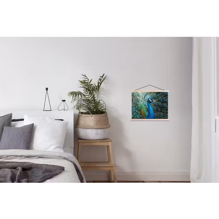 Pauw - Veren - Blauw textielposter latten blank klein -woonkamer