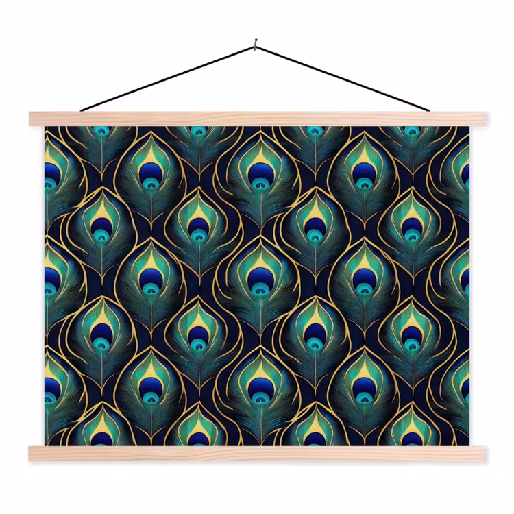 Pauw - Veren - Groen textielposter latten blank klein 122 -3d