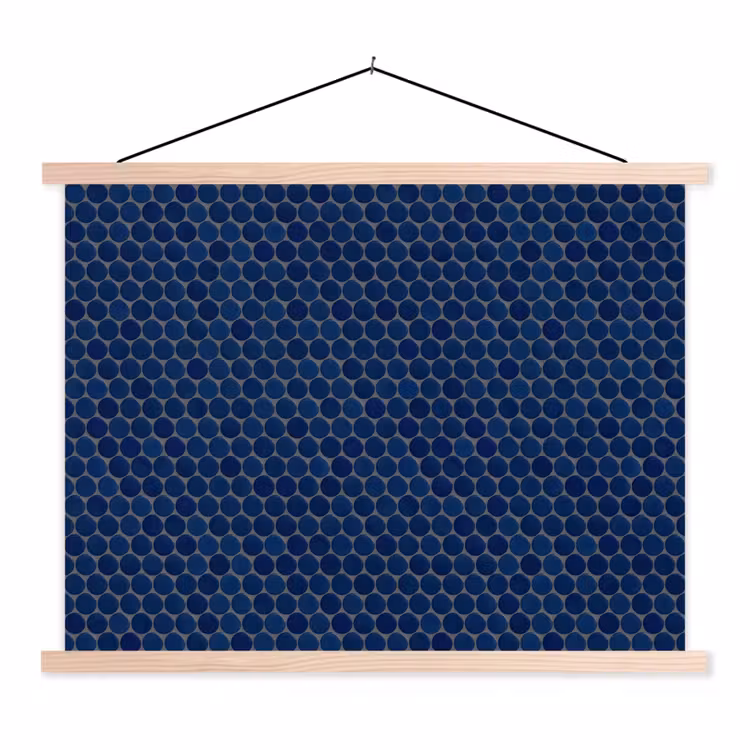 Penny - Mozaïek - Donkerblauw textielposter latten blank klein 122 -3d