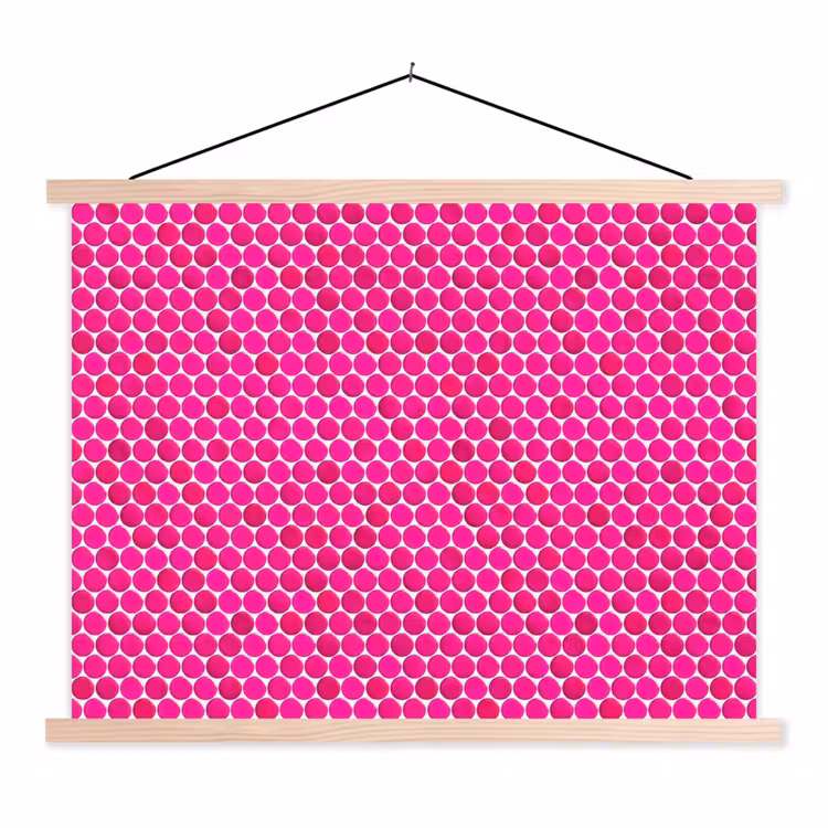 Penny - Mozaïek - Felroze textielposter latten blank klein 122 -3d