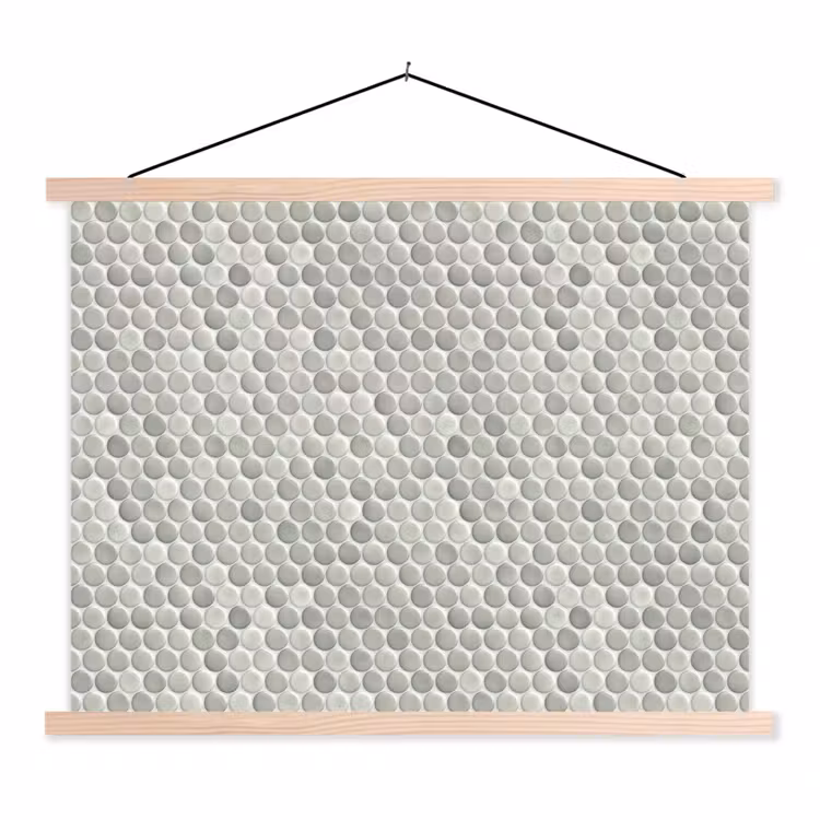 Penny - Mozaïek - Lichtgrijs textielposter latten blank klein 122 -3d