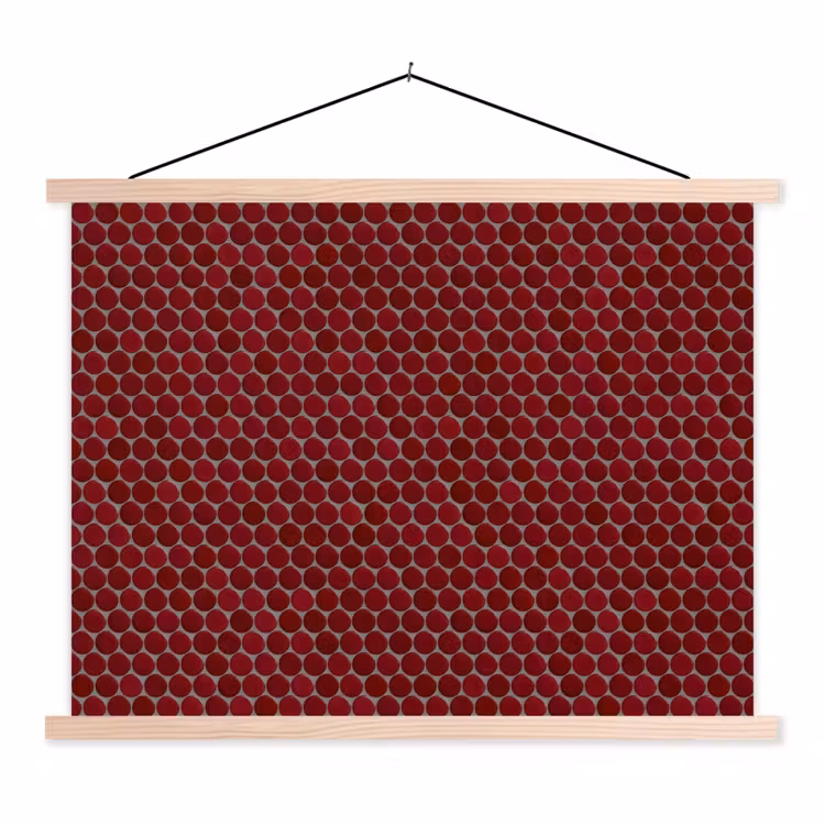 Penny - Mozaïek - Rond - Rood textielposter latten blank klein 122 -3d