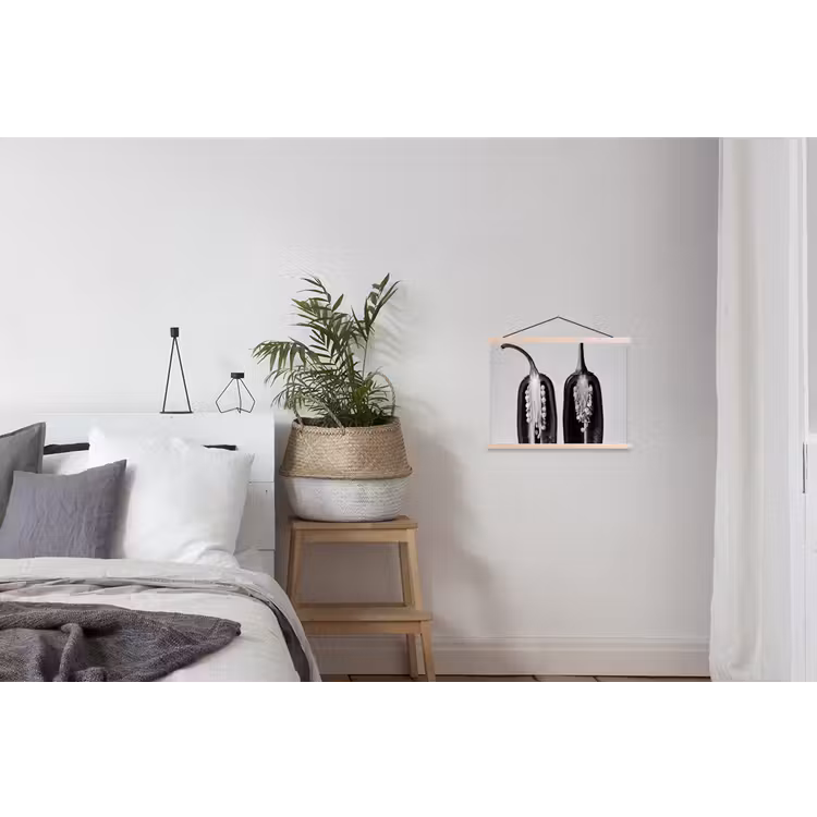Pepers - Zwart - Wit - Zaadlijsten textielposter latten blank klein -woonkamer