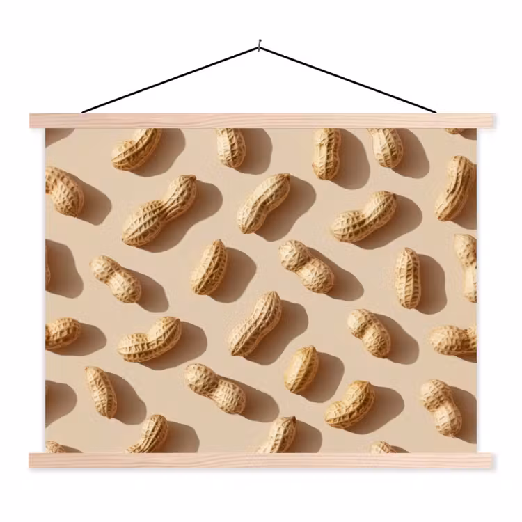 Pinda's - Patroon - Beige textielposter latten blank klein -3d