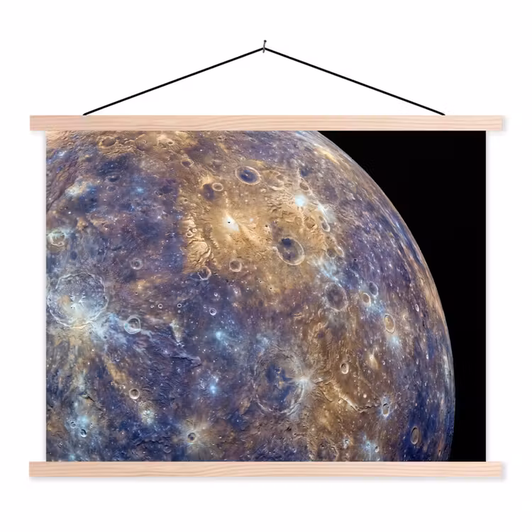 Schoolplaat - Planeet - Kraters - Ruimte - Planeet - Kraters - Ruimte textielposter latten blank klein