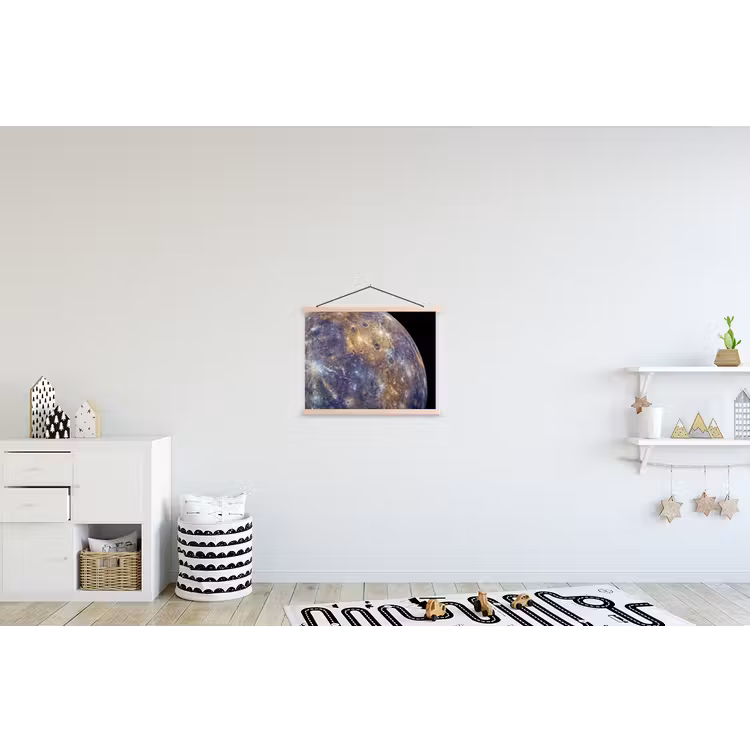 Schoolplaat - Planeet - Kraters - Ruimte - Planeet - Kraters - Ruimte textielposter latten blank klein