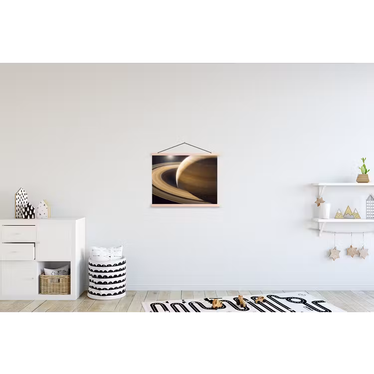 Schoolplaat - Planeet - Ringen - Ruimte - Planeet - Ringen - Ruimte textielposter latten blank klein