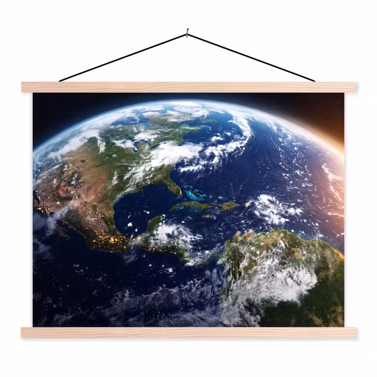Schoolplaat - Planeet - Ruimte - Kosmos - Planeet - Ruimte - Kosmos textielposter latten blank klein