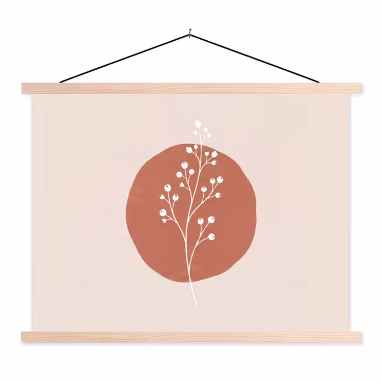 Plant - Tak - Abstract - Modern - Wit textielposter latten blank klein -3d
