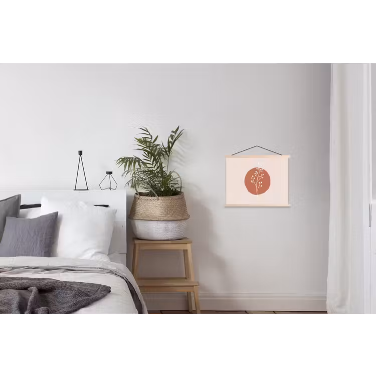 Plant - Tak - Abstract - Modern - Wit textielposter latten blank klein -woonkamer