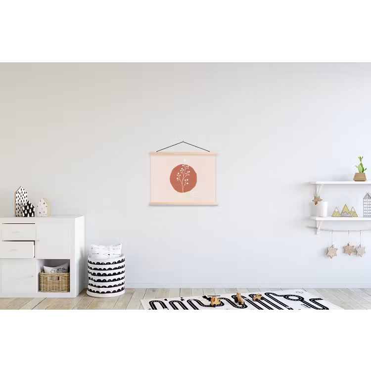 Plant - Tak - Abstract - Modern - Wit textielposter latten blank klein -kinderkamer