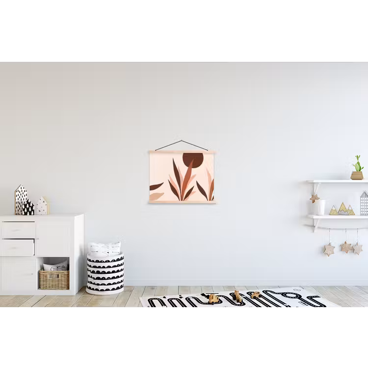 Planten - Abstract - Natuur - Bruin textielposter latten blank klein -kinderkamer