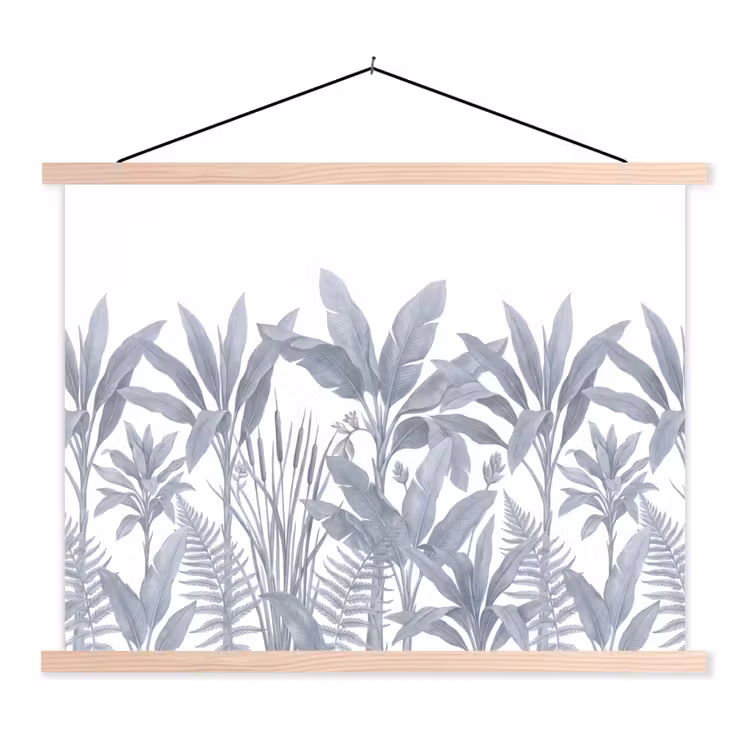Planten - Bladeren - Natuur - Grijs textielposter latten blank klein -3d