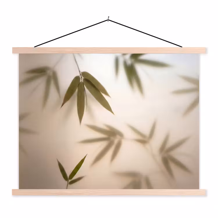 Planten - Bladeren - Natuur - Groen textielposter latten blank klein -3d