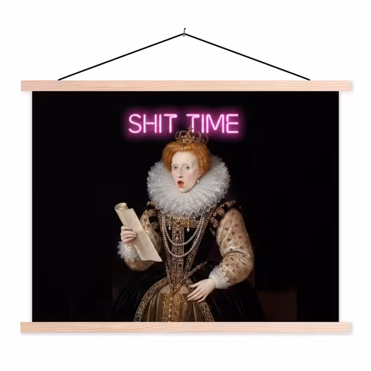 Portret - Humor - Neon textielposter latten blank klein -3d
