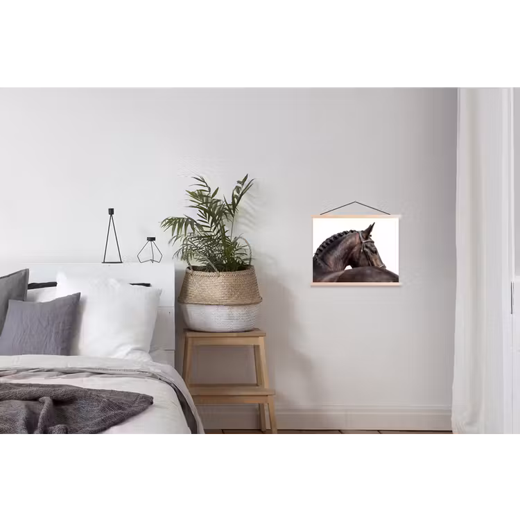 Portret - Paard - Elegant textielposter latten blank klein -woonkamer