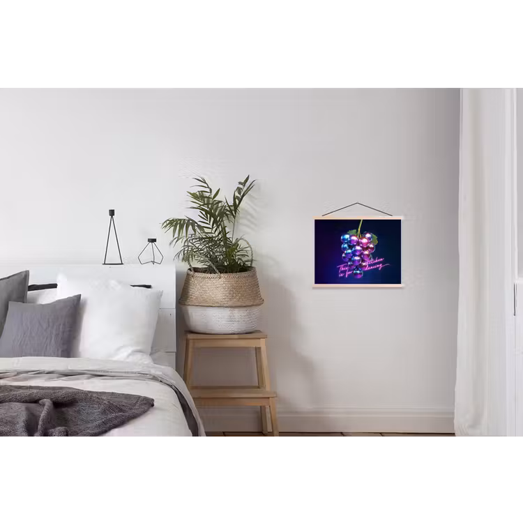 Quote - Neon - Disco - Druiven textielposter latten blank klein -woonkamer