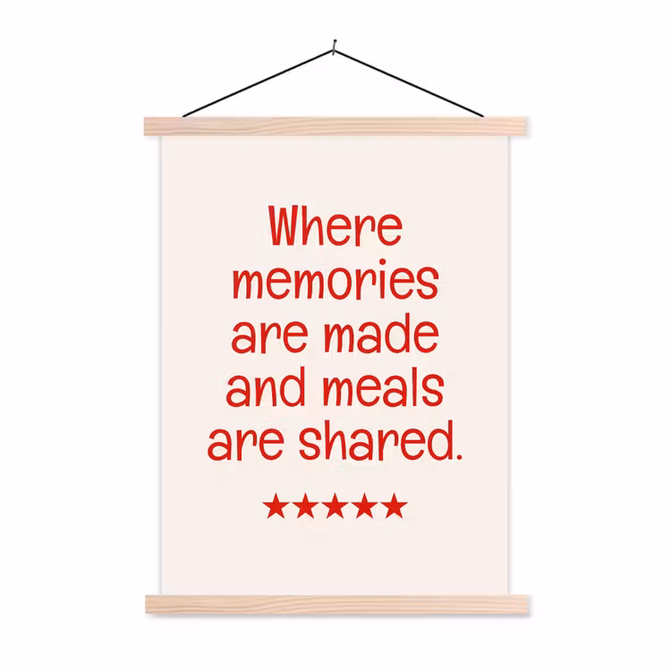 Quote - Sterren - Rood - Memories textielposter latten blank klein -3d