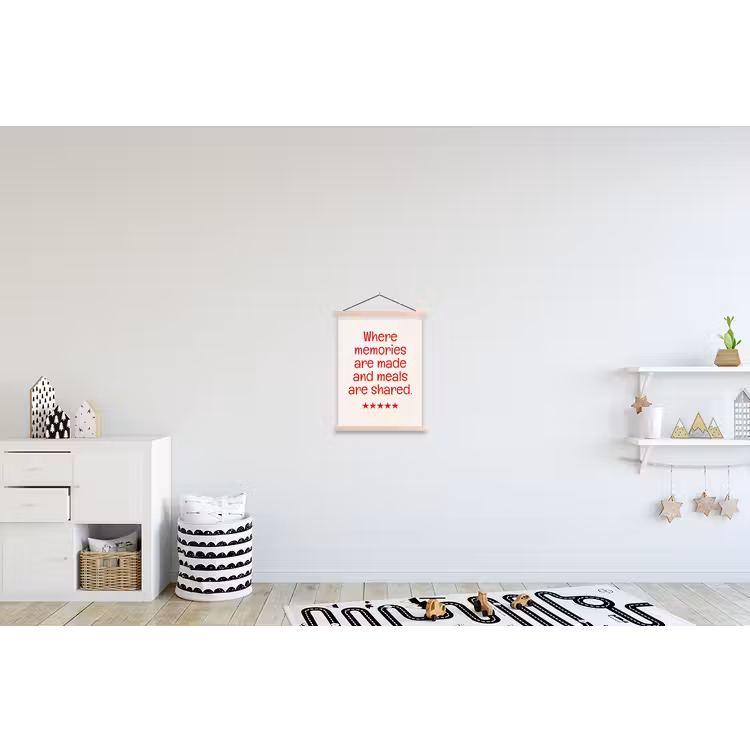 Quote - Sterren - Rood - Memories textielposter latten blank klein -kinderkamer