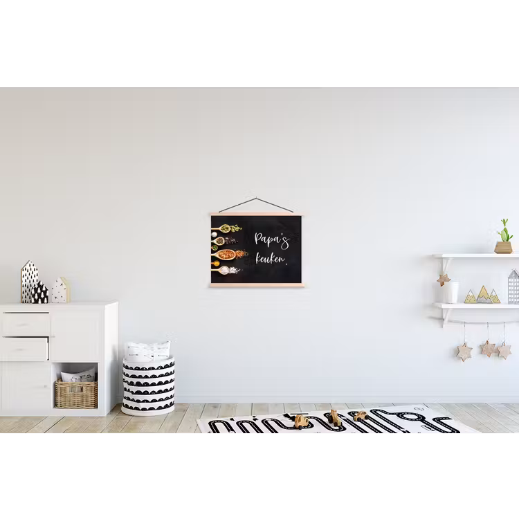 Quotes - Spreuken - Keuken - Papa's keuken - Papa textielposter latten blank klein -kinderkamer