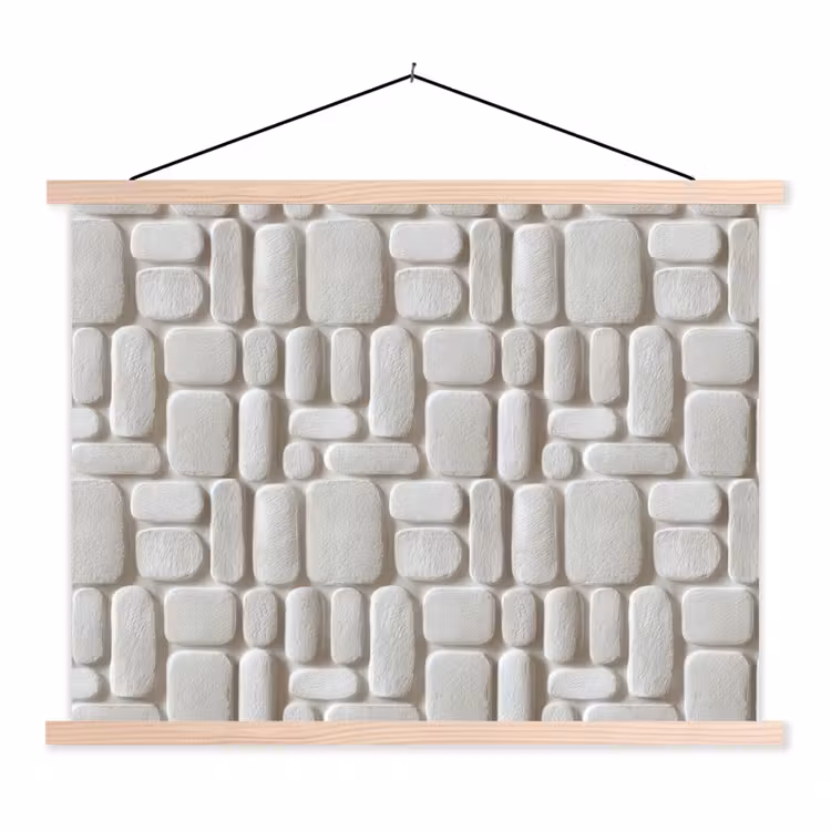 Reliëf - Structuur - Wit textielposter latten blank klein 122 -3d