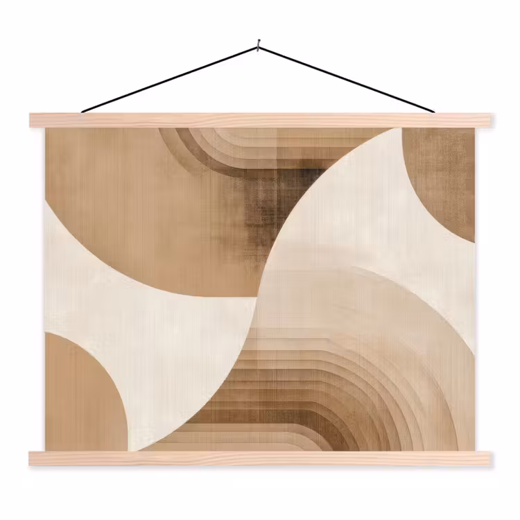 Retro - Geometrische lagen - Aardetinten textielposter latten blank klein -3d