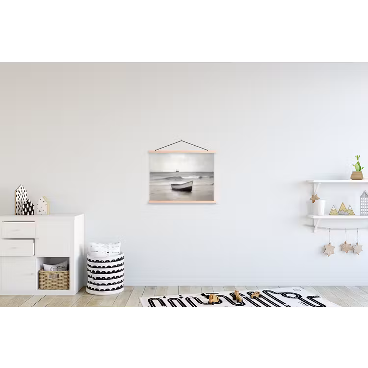 Roeiboot - Zee - Horizon textielposter latten blank klein -kinderkamer