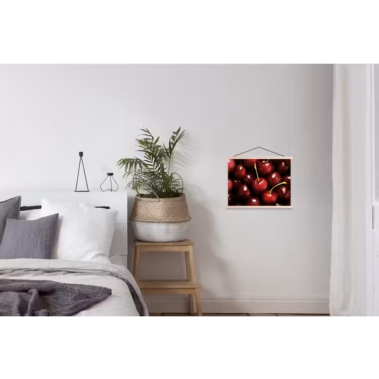 Rood - Fruit - Kersen textielposter latten blank klein -woonkamer