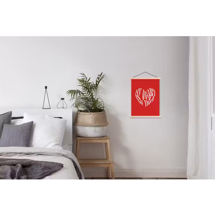 Rood - Hart- Tekst - Valentijn textielposter latten blank klein -woonkamer
