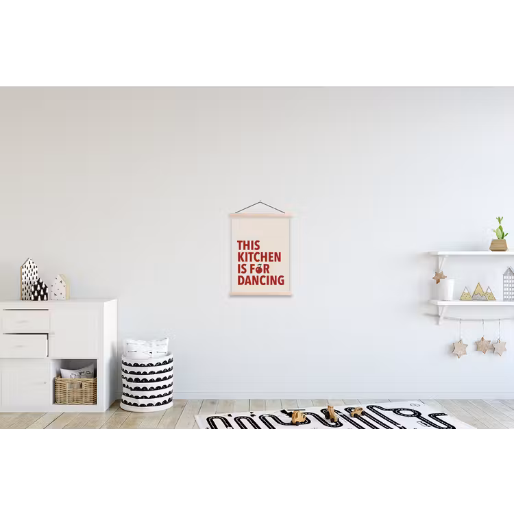 Rood - Quote - Kersen textielposter latten blank klein -kinderkamer