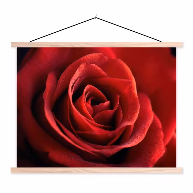Rood - Roos - Romantisch textielposter latten blank klein -3d