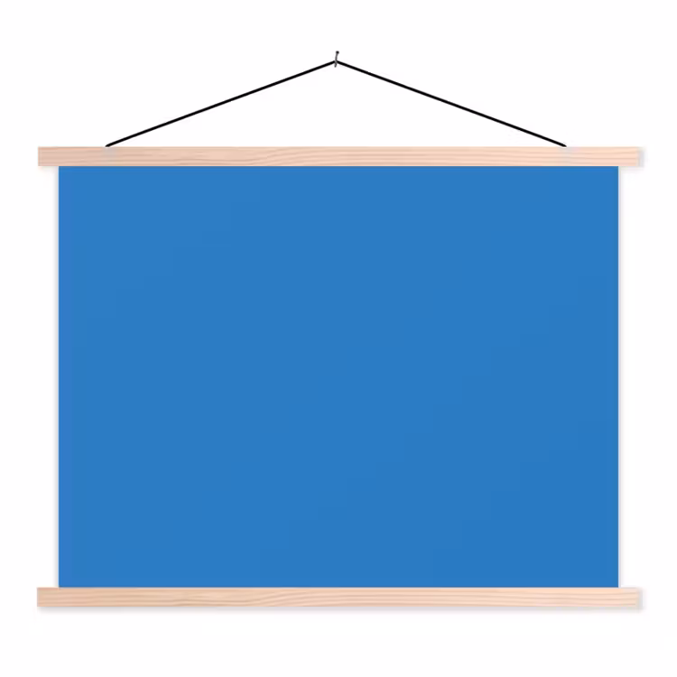 Royal - Blue - Blauw textielposter latten blank klein 122 -3d