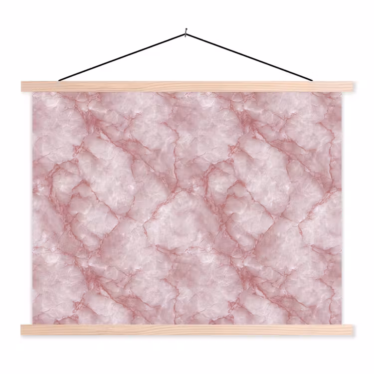 Roze - Kwartsmarmer - Aders textielposter latten blank klein 122 -3d