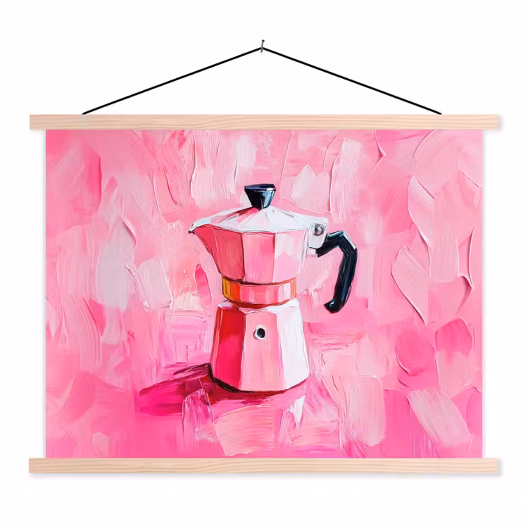 Roze - Verf - Coffee textielposter latten blank klein -3d