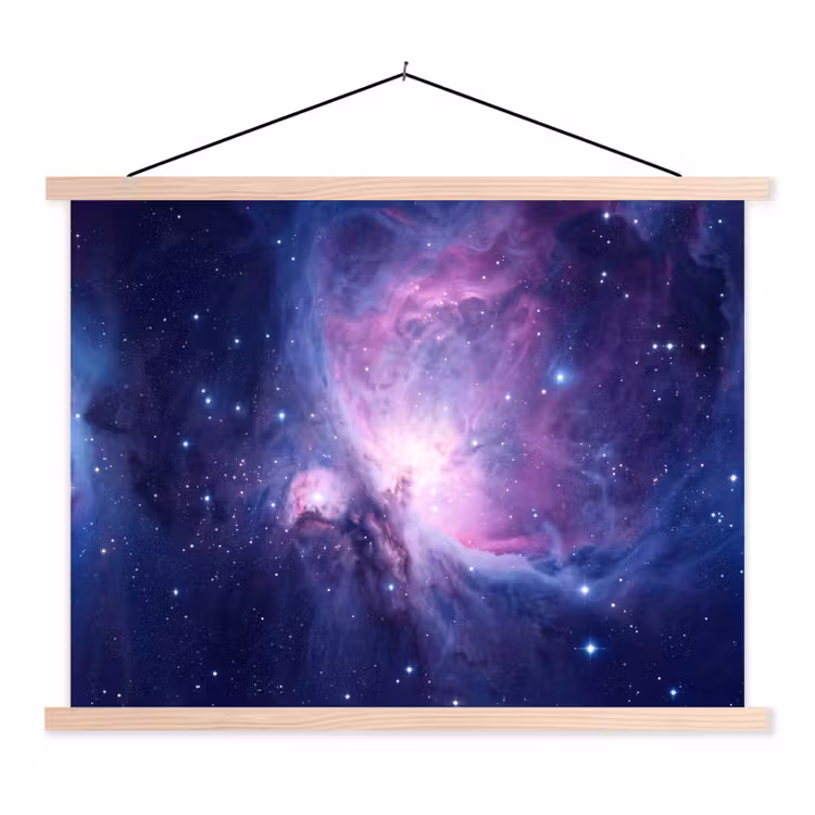 Ruimte - Sterren - Kleurrijk textielposter latten blank klein -3d