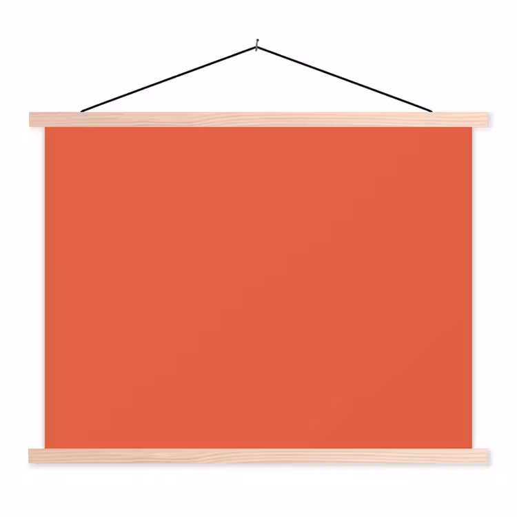 Rustic - Clay - Oranje textielposter latten blank klein 122 -3d