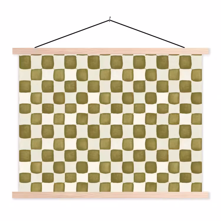 Schaak - Patroon - Groen textielposter latten blank klein 122 -3d