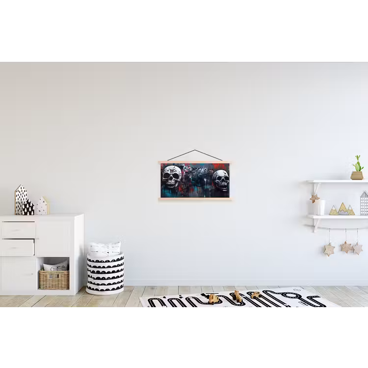 Schedels - Graffiti - Abstract textielposter latten blank klein -kinderkamer