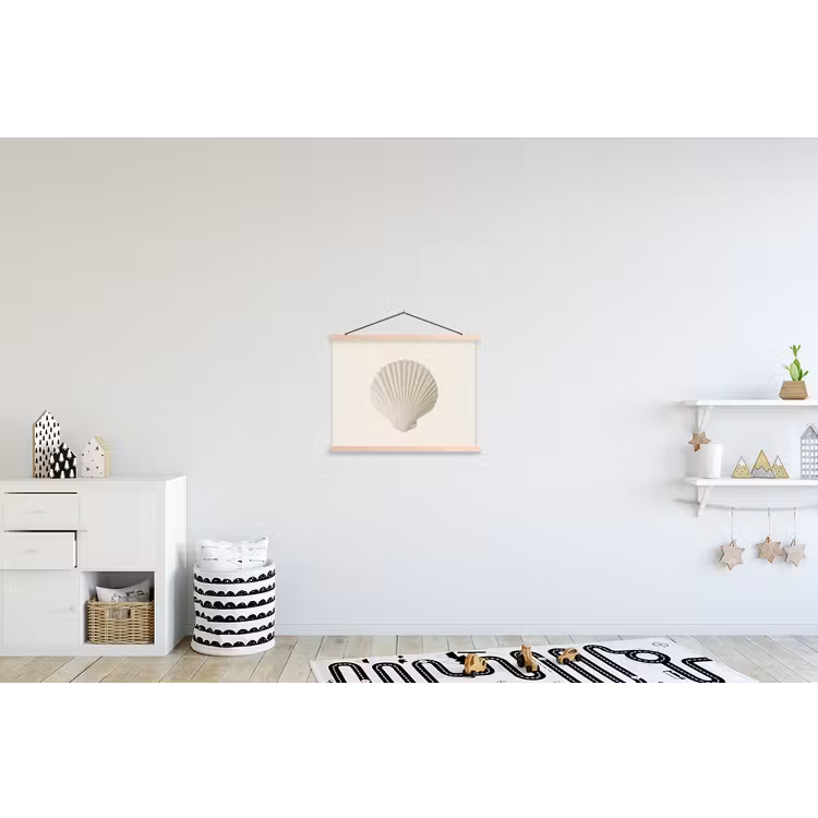 Schelp - Minimalistisch - Wit textielposter latten blank klein -kinderkamer
