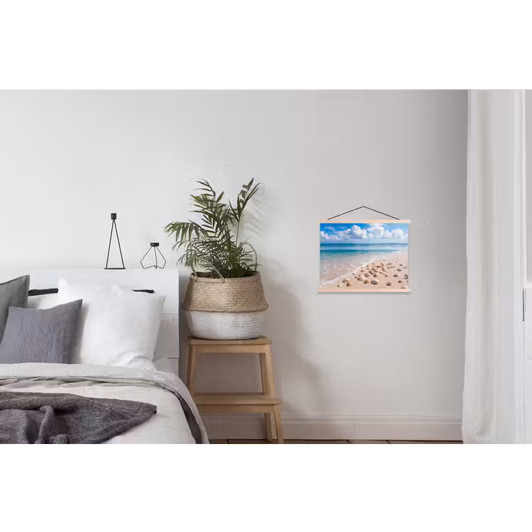 Schelpen - Strand - Natuur - Beige textielposter latten blank klein -woonkamer