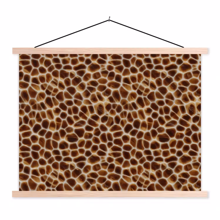 Schildpad - Bruin - Patroon textielposter latten blank klein 122 -3d
