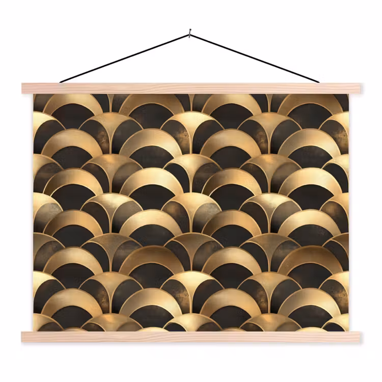 Schubben - Structuur - Goud textielposter latten blank klein 122 -3d